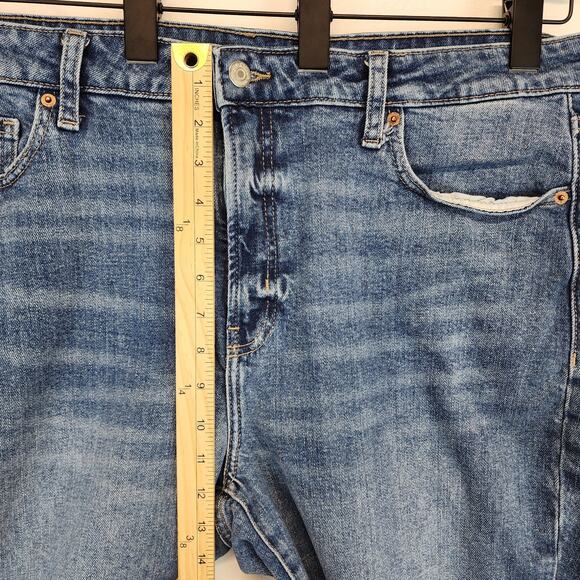 Old Navy OG Straight Leg Jeans Size 18 Blue High Rise Blue Whiskering Stretch - Picture 8 of 10